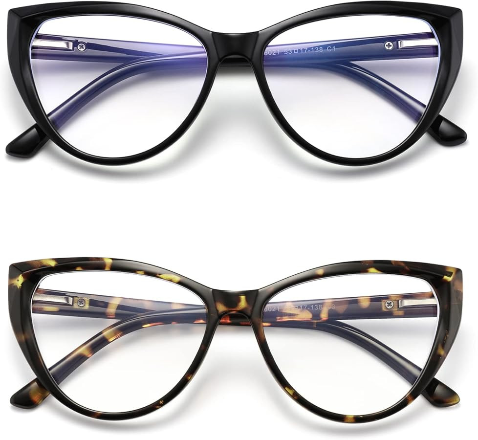2 Pack Cat Eye Blue Light Blocking Glasses for Women Trendy TR90 Frame Anti Blue Ray Eyesatrain C... | Amazon (US)