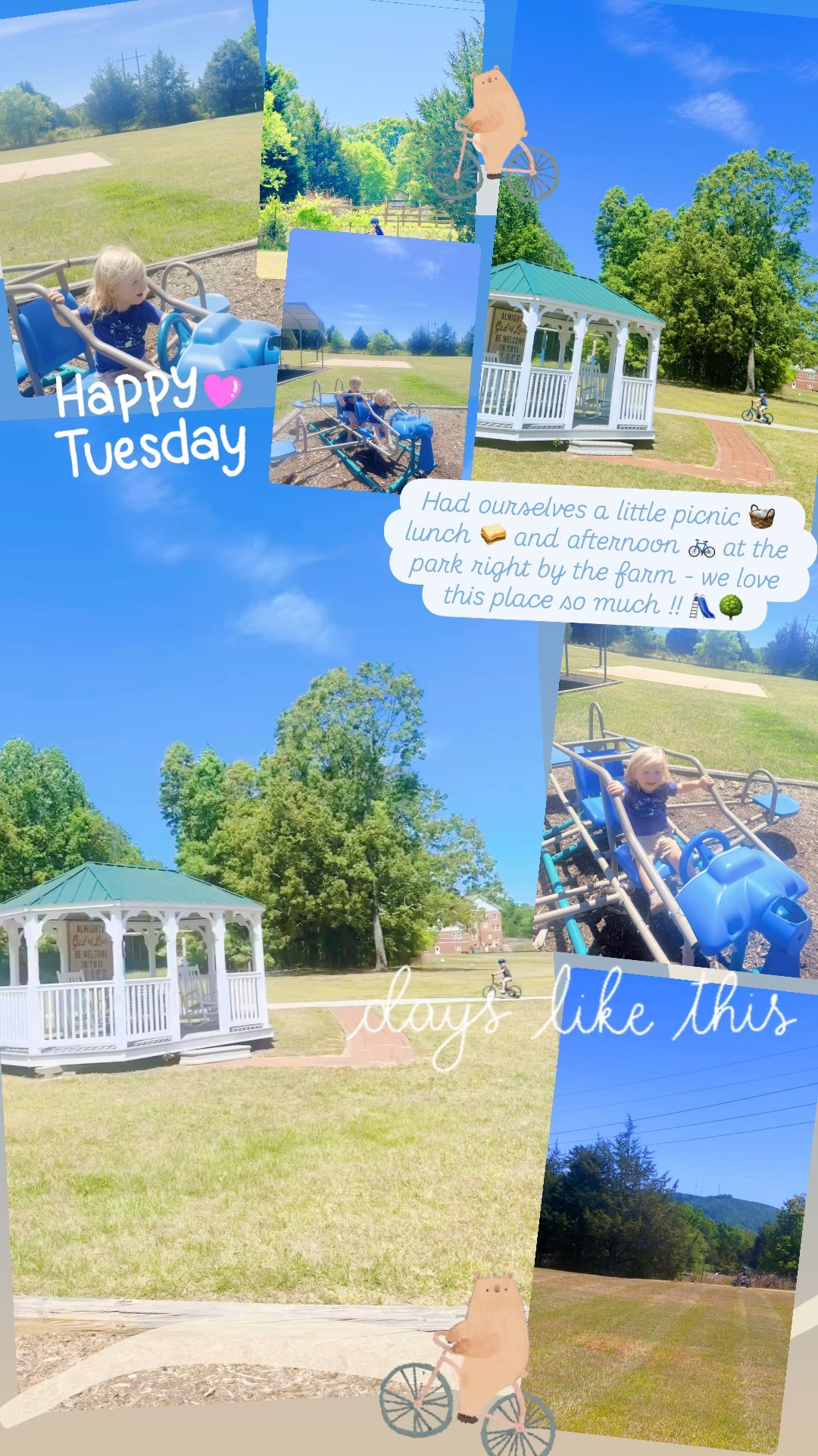 Had ourselves a little picnic 🧺 lunch 🥪 and afternoon 🚲 at the park right by the farm - we love this place so much !! 🛝🌳

#LTKKids #LTKmomlife