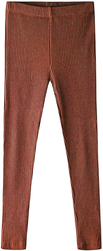Noomelfish Girls Basic Ribbed Leggings Kids Cotton Kint Footless Full Length Tights Pants (2-14 Year | Amazon (US)