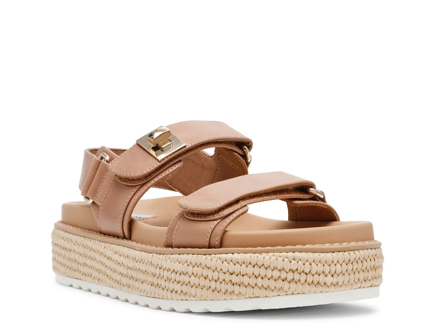 Steve Madden Big Mona Platform Sandal | Women's | Light Brown Leather/Espadrille Platform | Size 8 | Sandals | DSW