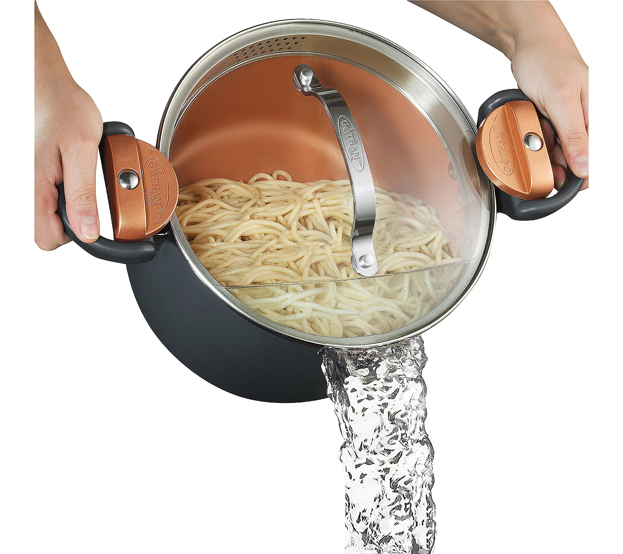 Gotham Steel 5 Qt Nonstick Pasta Pot with Twist & Lock Handles | QVC