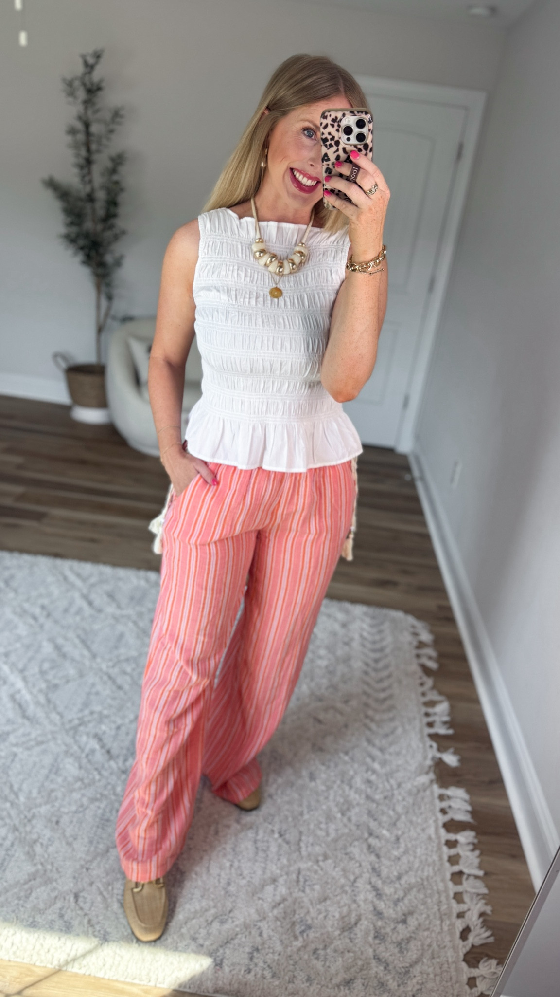 Daily try on, Walmart outfit, Walmart fashion, Walmart try on, beachy pants, smocked top

#LTKmomlife #LTKootd