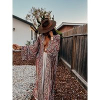 Handmade Embroidery Boho Bohemian Maxi Patchwork Kimono Festival Dress Hippie Jacket Bali Goddess Yoga Chakra Christmas Gift For Her | Etsy (US)