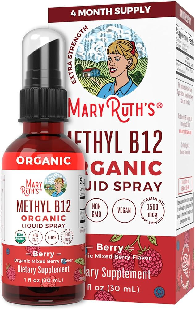 Vitamin B12 Spray | USDA Organic Vitamin B12 Liquid Supplement for Nerve Function, Energy Support... | Amazon (US)