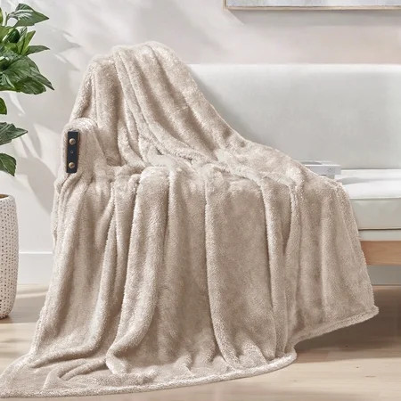 Exclusivo Mezcla Plush Fuzzy Large Fleece Throw Blanket (50" x 70", Camel)- Soft, Warm and Lightweight | Walmart (US)