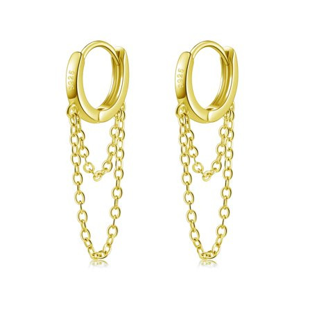 YAYAJAJU Chain Earrings for Women Teen Girls 14K Gold Small Flower Dangle Chain Huggie Hoop Hypoallergenic Earrings Jewelry Gifts | Walmart (US)