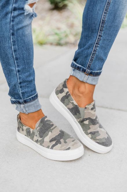 The Abigail Khaki Camo Sneakers | The Pink Lily Boutique