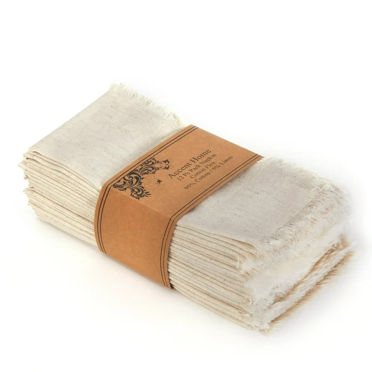 Accent Home 18" x 18" Natural Cotton Linen Cloth Napkin (12 Count) | Walmart (US)