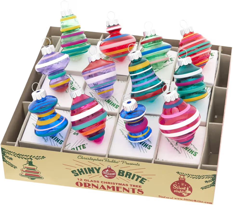 Shiny Brite Vivid Vintage 12 Count 1.75", Decorated Shapes | Amazon (US)