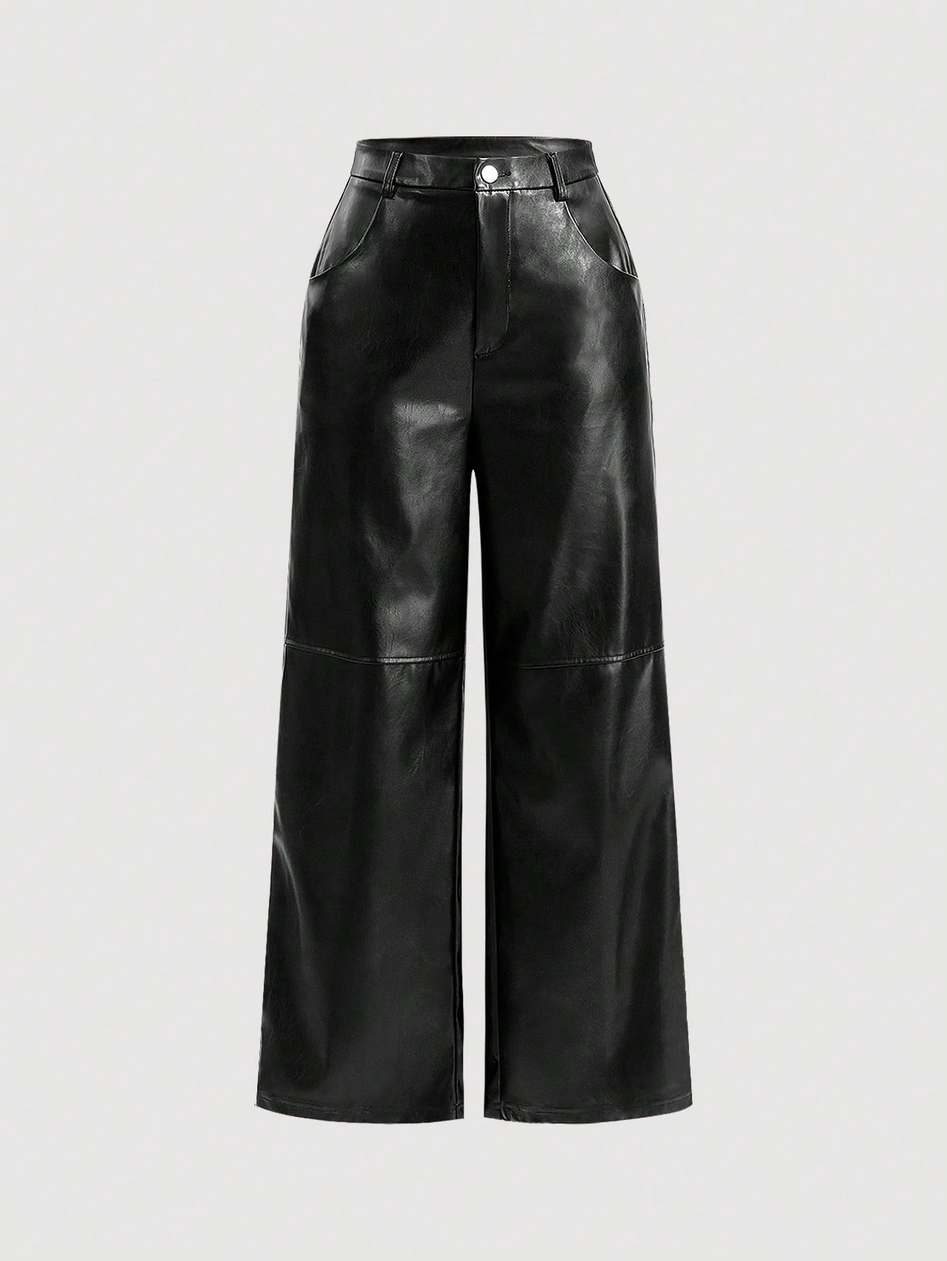 SHEIN MOD Solid PU Leather Straight Leg Pants | SHEIN