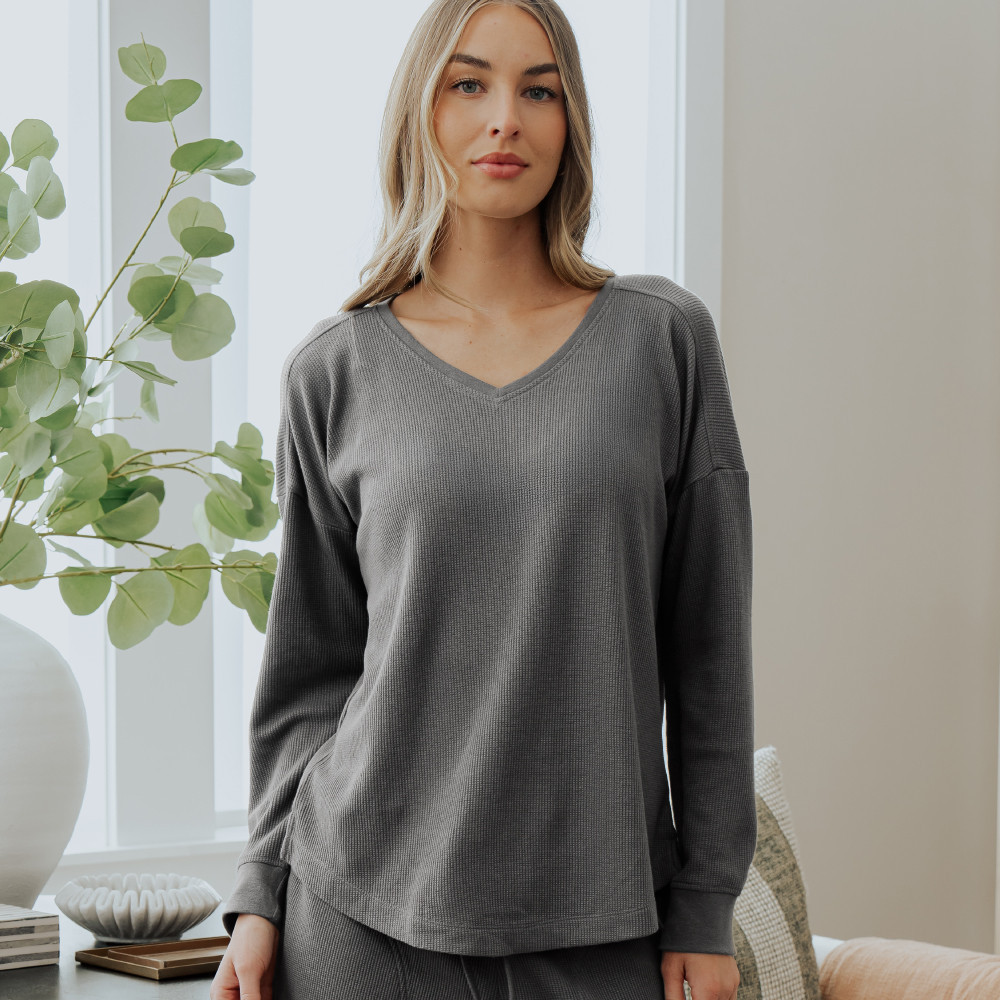 Waffle-Knit Drop Shoulder Long Sleeve | Cariloha