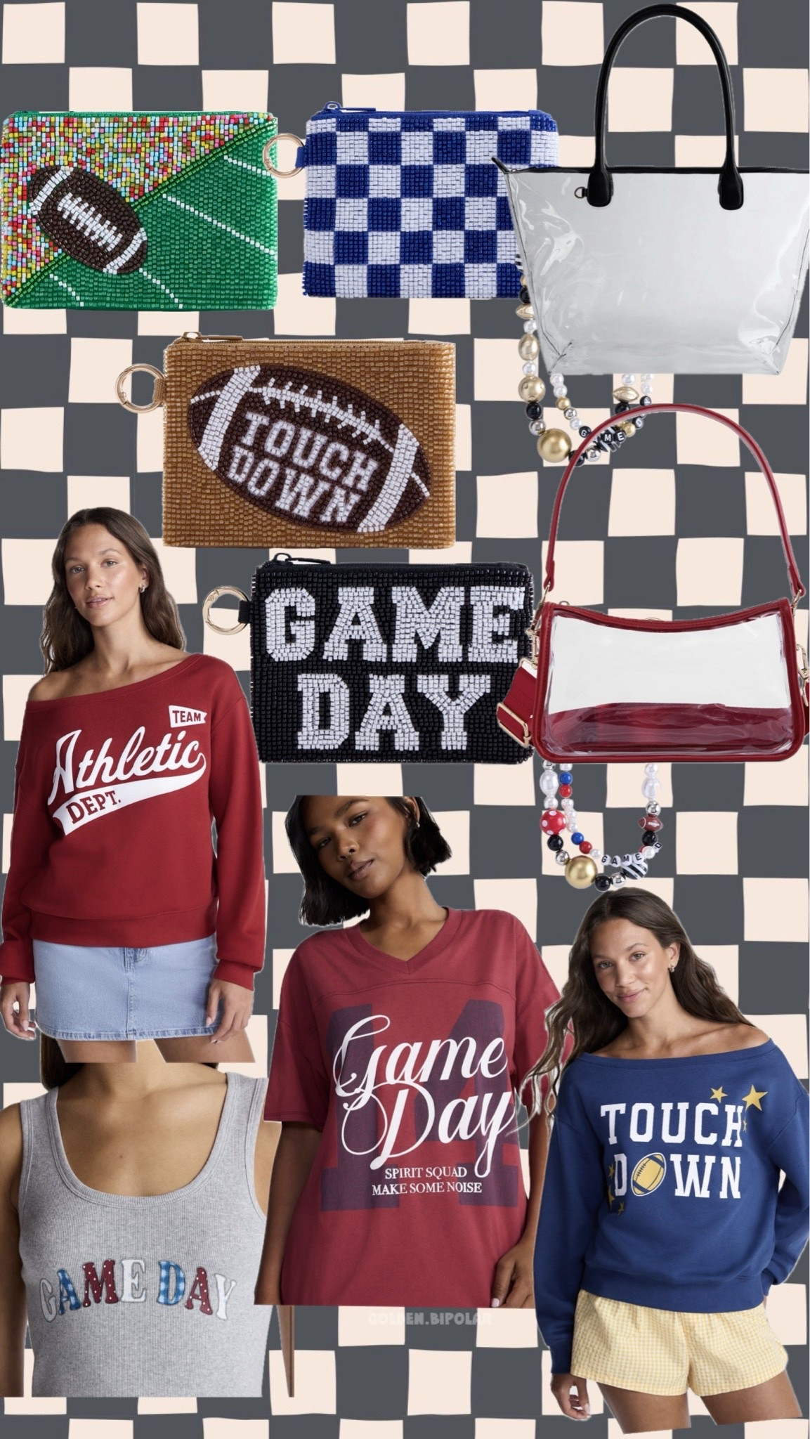 Game Day Fashion finds at Walmart 

No Boundaries Ribbed
Graphic Game-Day Tank Top,

No Boundaries Off the Shoulder Sweatshirt with Long Sleeves, Midweight,

No Boundaries
Women\u2019s Game Day Touchdown Beaded Pouch,

No Boundaries Women's
Game Day Clear Mini
Shoulder Bag,

No Boundaries
Women\u2019s Game Day
Beaded Swag Charm,

No Boundaries Oversized Graphic V Neck Football Tee

No Boundaries Oversized
Graphic V Neck Football
Tee,

#LTKSeasonal #LTKootd #LTKBeauty