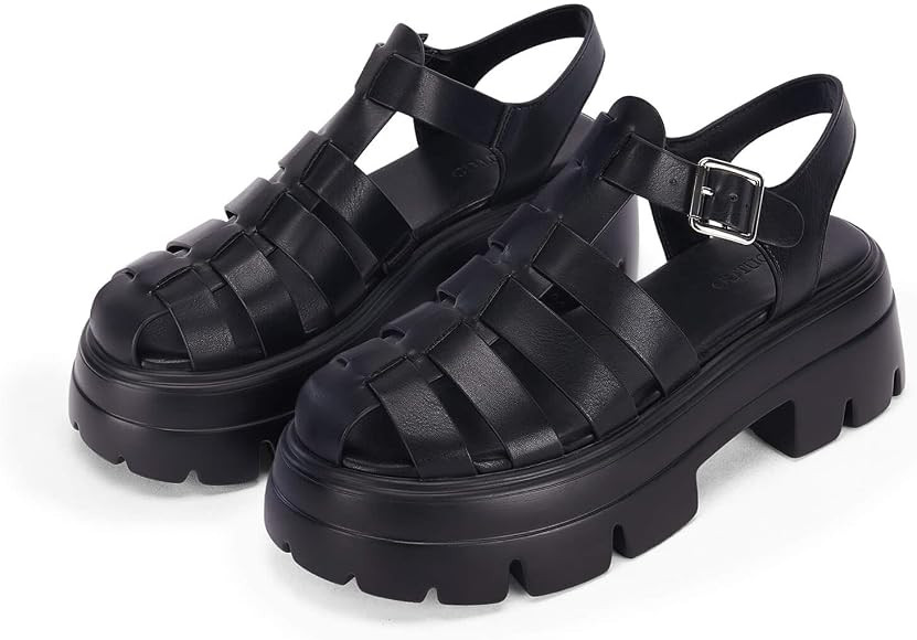 Coutgo Womens Platform Fisherman Sandals Chunky Lug Sole Heels Gladiator Ankle Strap Closed Toe S... | Amazon (US)