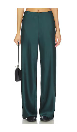 High Waist Fluid Satin Bias Pant in Juniper | Revolve Clothing (Global)