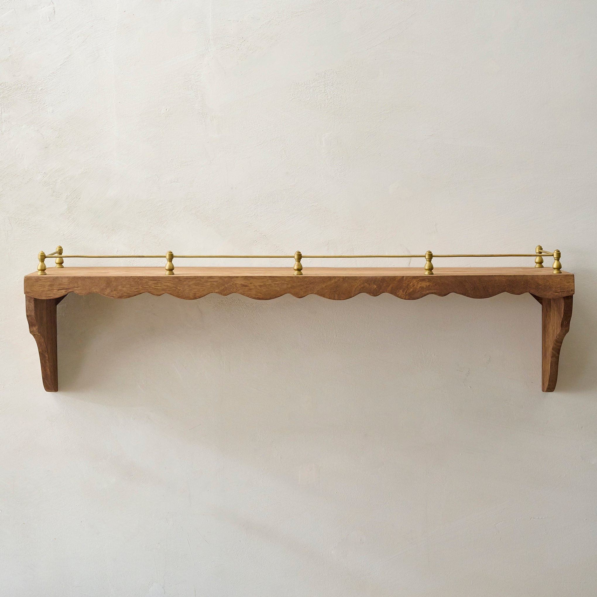 Quinn Wood and Brass Railing Shelf | Magnolia