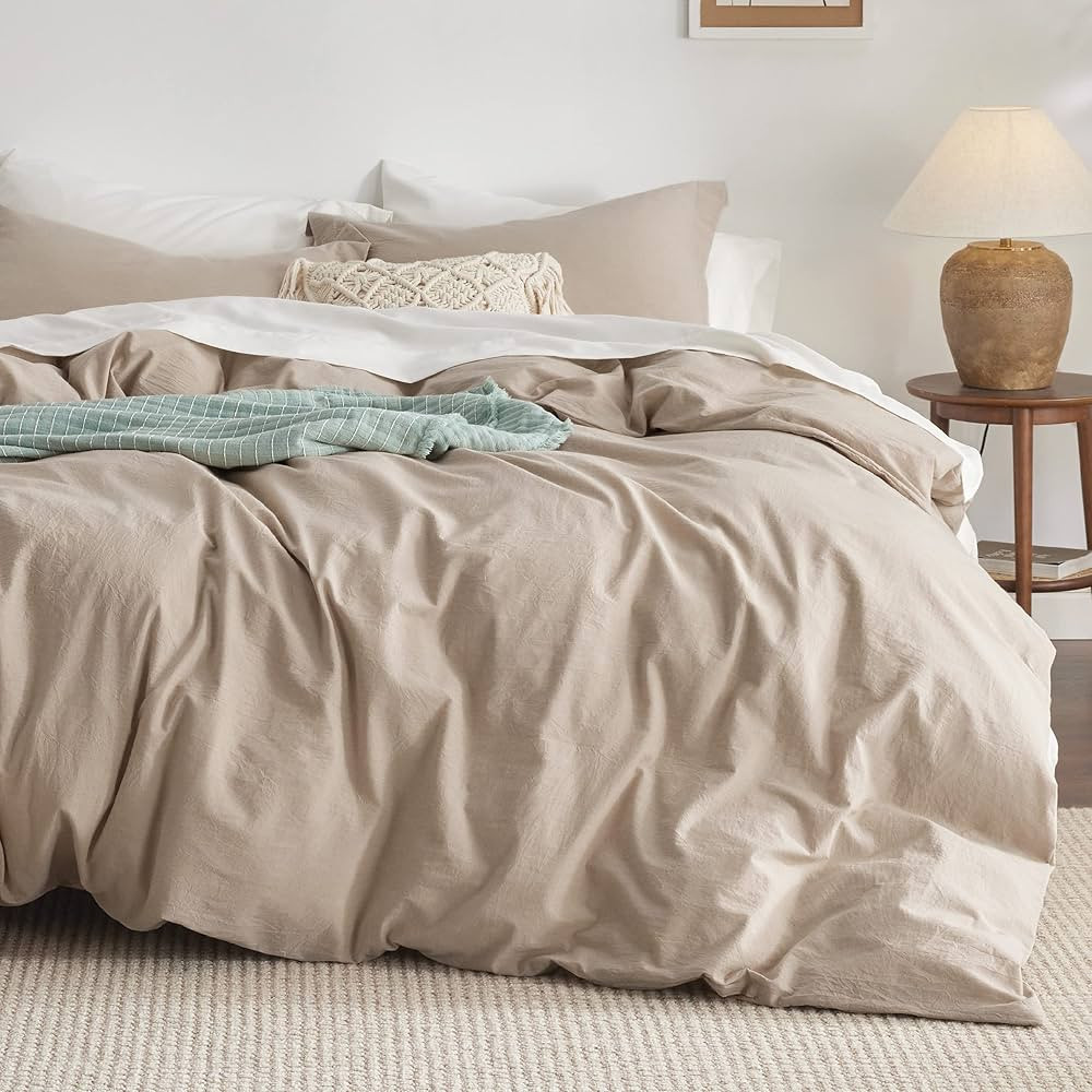 Bedsure 100% Washed Cotton Duvet Cover King Size - Hazel Minimalist Cotton Duvet Cover Set Linen ... | Amazon (US)