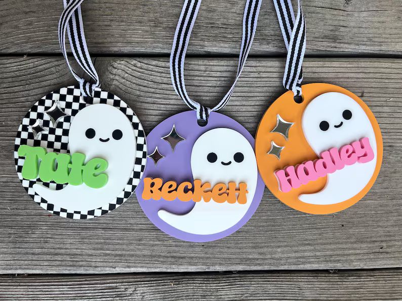 Halloween Ghosht Boo Basket Tag, Trick-or-treat Bag Tag, Custom Halloween Gift, Halloween Name Ta... | Etsy (US)