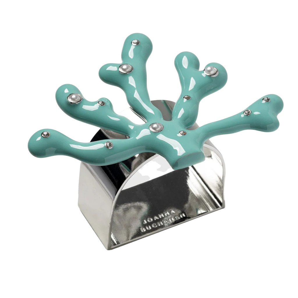 Coral Napkin Rings in Turquoise, Set of Four | Over The Moon