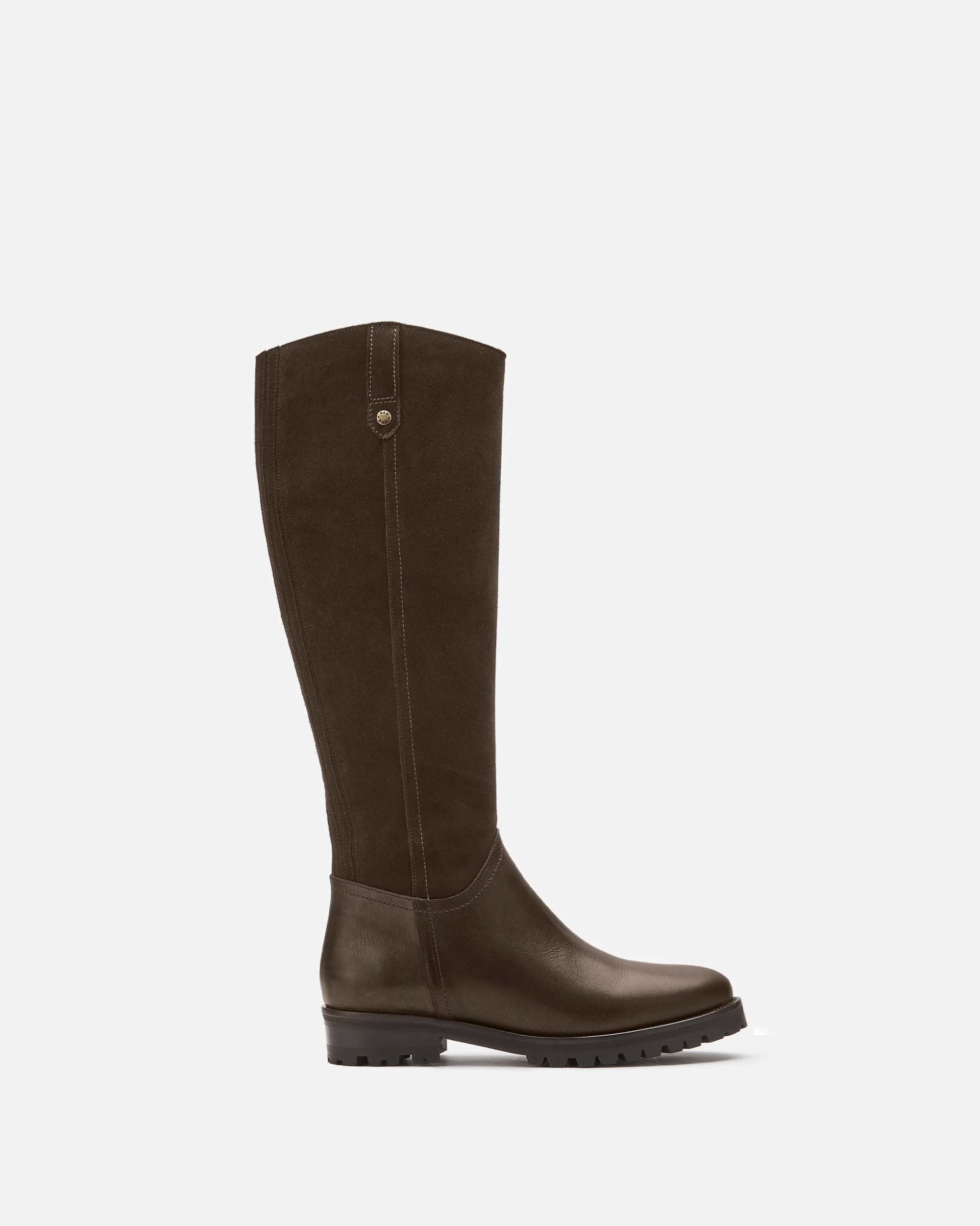 Jeane Knee High Boots in Dark Brown Suede | DuoBoots