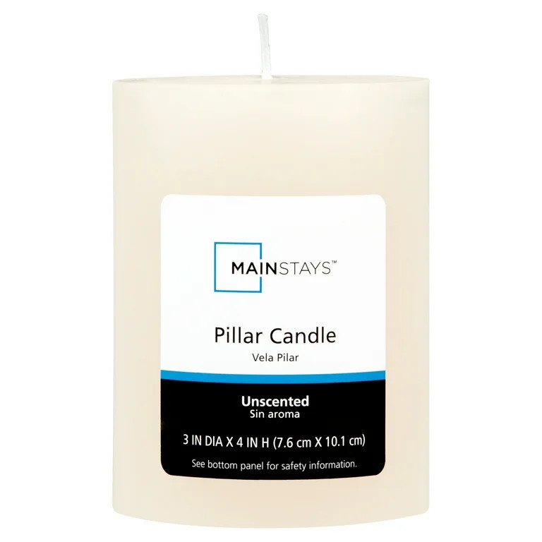 Mainstays Unscented Pillar Candles, 3 x 4 inches, Ivory - Walmart.com | Walmart (US)