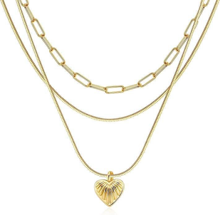 6PCS Layered Gold Necklaces for Women Trendy, 18K Gold Plated Cross Pendant Necklace Set, Vintage... | Amazon (US)