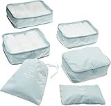 6 Set Packing Cubes For Travel, 2019 New Design Multi-functional Travel Luggage Organizers (Pink) | Amazon (US)