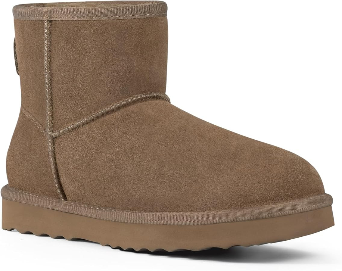 KIDMI Women's Classic Genuine Suede Mini Boots Fuzzy Snow Booties with Fur Lined | Amazon (US)