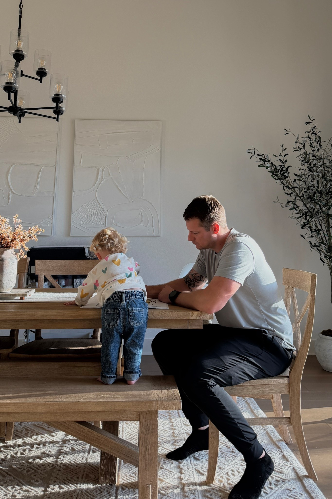 relinking our dining table, rug is old from rugs usa. got the artwork from etsy, no longer sold— linking similars  