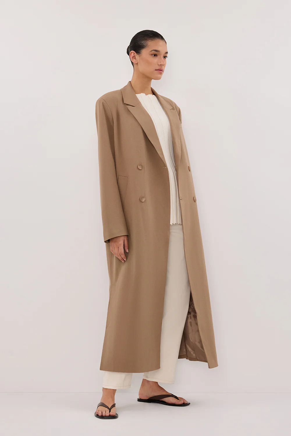 CELINA TAN WOOL BLEND COAT | DISSH