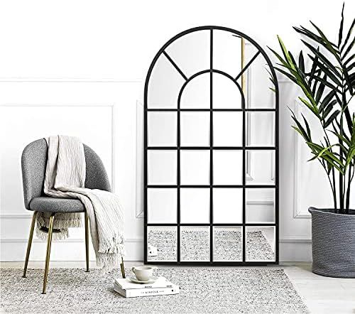 GIFTTROVE Black Arched Wall Mirror, 28.5" X 50" Large Window Mirror with Beveled, Metal Window Pa... | Amazon (US)