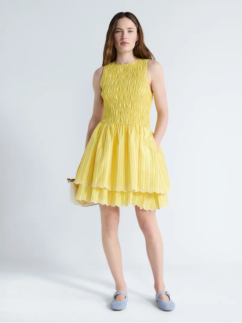 Free Assembly Women's and Women's Plus Smocked Cotton Sleeveless Mini Dress, Sizes XS-4X | Walmart (US)