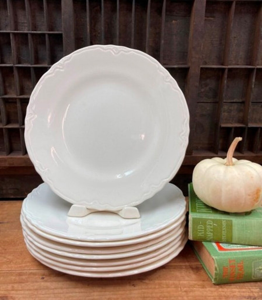 White Ironstone Plate 9 1/4" Dinner Size American Made Vintage Dinner Plate Rustic Country Farmho... | Etsy (US)