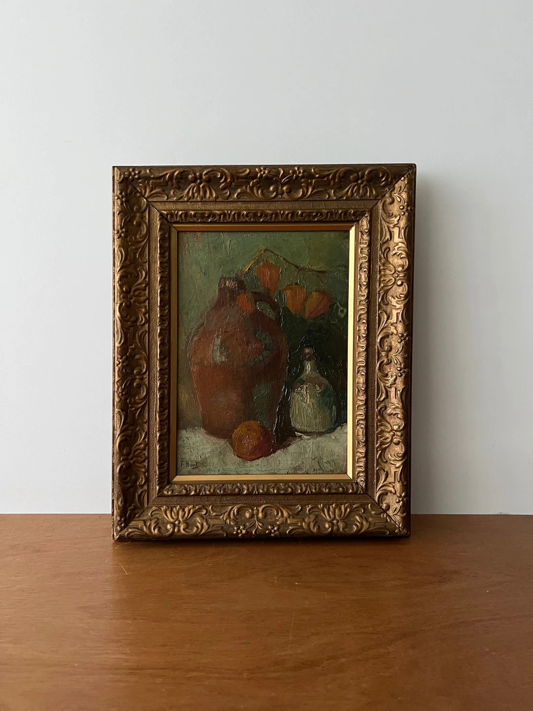 Antique Still Life Oil Painting, Moody Still Life, Dark Still Life, Chinese Lantern Plant, Origin... | Etsy (US)