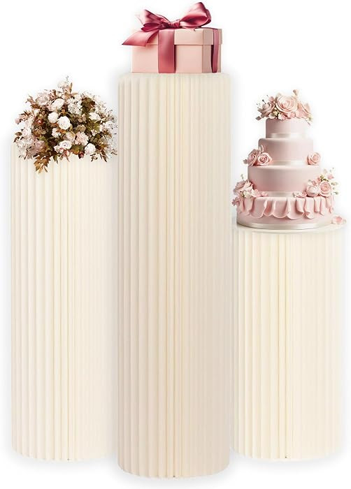 Foldable Cylinder Pedestal Stand for Parties 3pcs Columns Pedestal Display Stands Round White Cyl... | Amazon (US)
