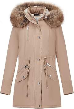 Amazon.com: Bellivera Women Twill Parka Jacket, Winter Clothes Trendy Warm Hood Coat with Faux Fu... | Amazon (US)