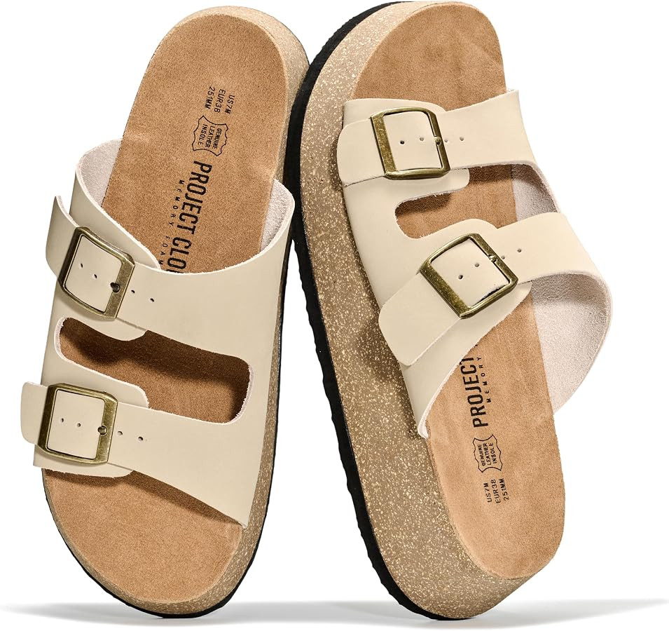 Project Cloud 100% Genuine Leather Platform Sandals Women Footwear - Plush & Soft Insole Wedge Wo... | Amazon (US)