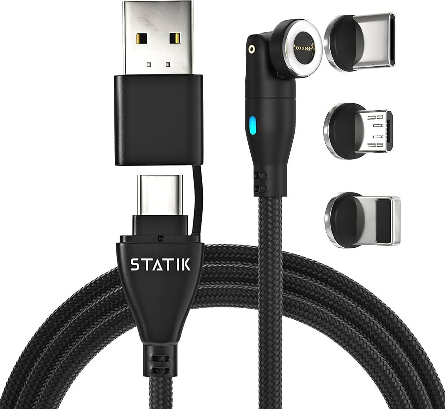 Statik 360 Pro Magnetic Charging Cable 100W Fast Charge Type C and Micro USB Magnet Connectors, 1... | Amazon (US)