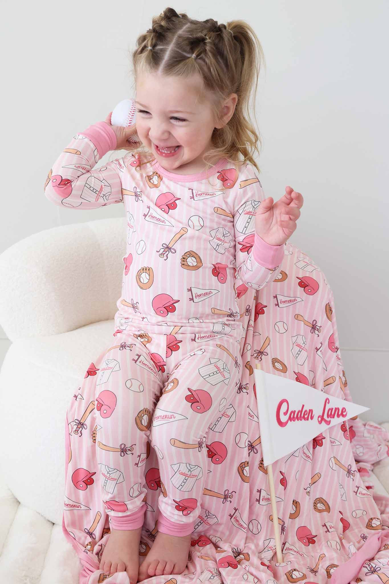 Ballpark Babes Two Piece Pajama Set | Caden Lane