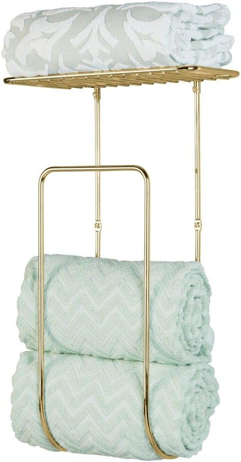 mDesign Modern Decorative Metal Wall Mount Towel Rack Holder and Organizer for Storage of Bathroo... | Amazon (US)