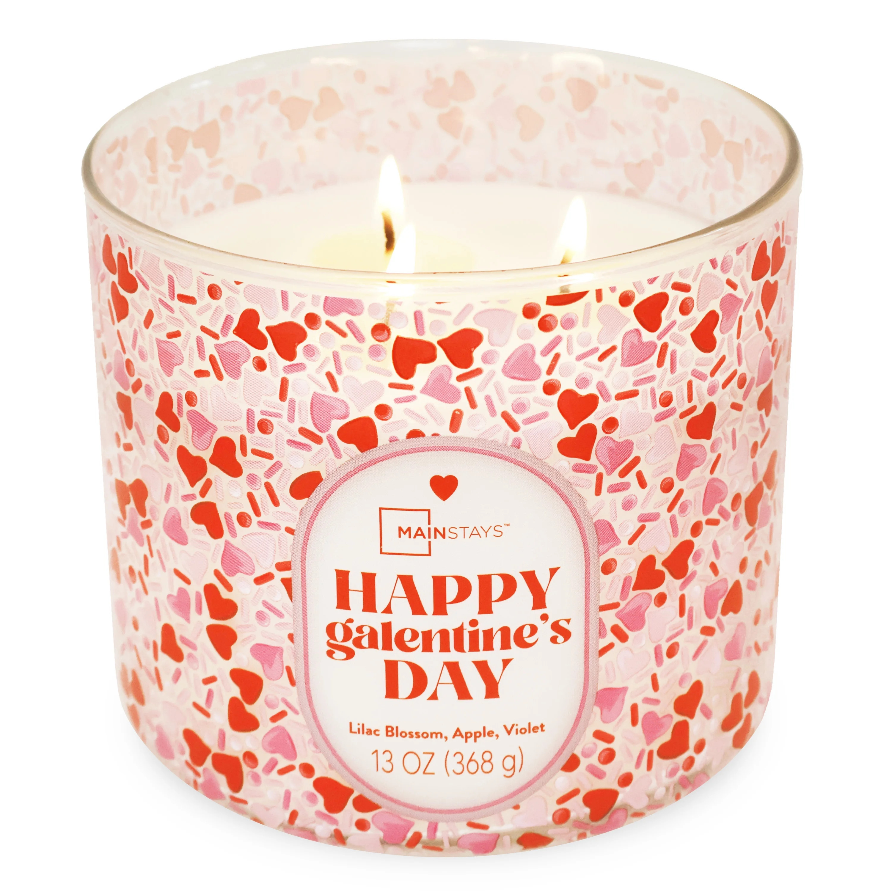 Mainstays 3-Wick Valentine's Themed Candle Happy Galentines Day Wrap, 13-Ounce | Walmart (US)