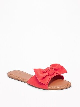 Old Navy Womens Sueded Bow-Tie Slide Sandals For Women Bright Coral Size 10 | Old Navy US