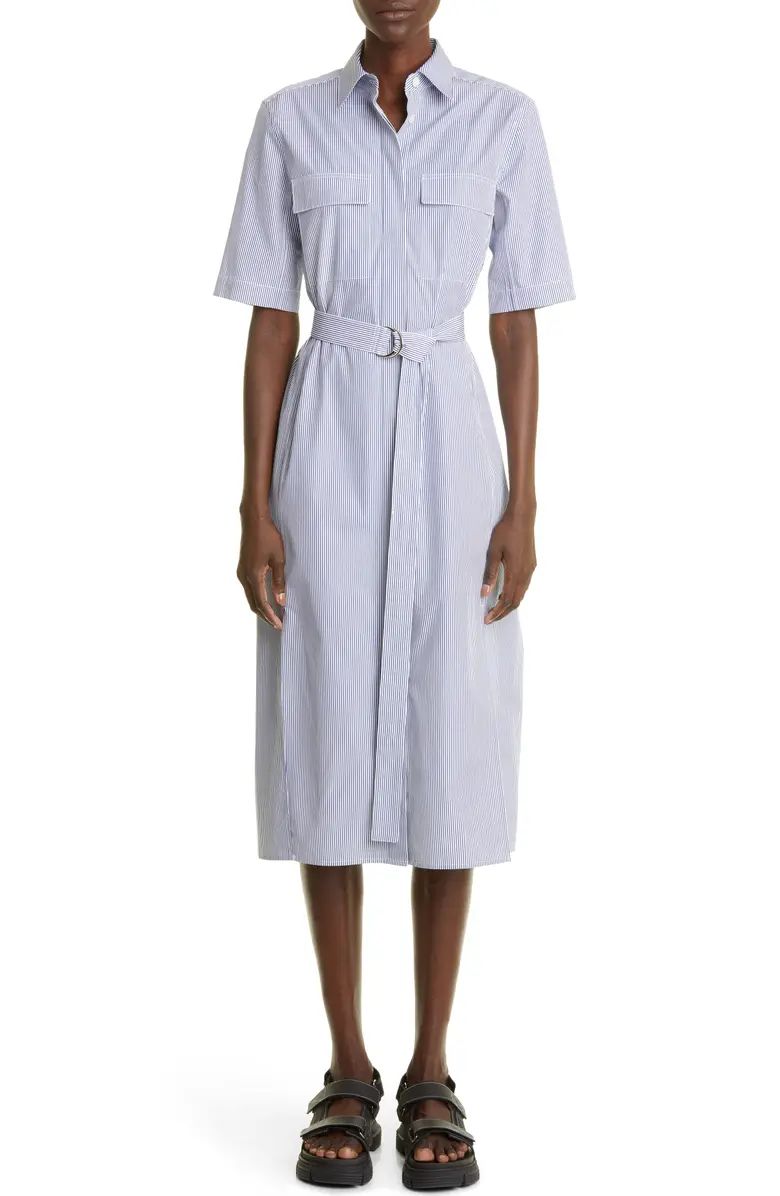 Maria McManus Stripe Belted Organic Cotton Poplin Shirtdress | Nordstrom | Nordstrom
