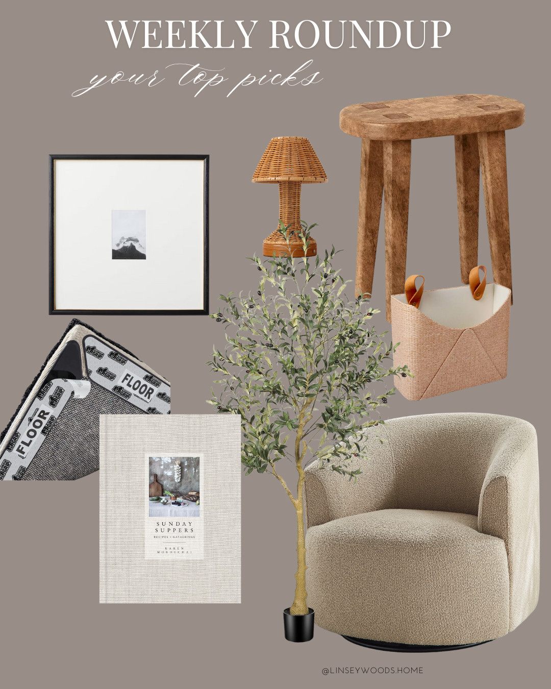 Home decor follower favorites from last week! My go-to rug grippers, affordable cookbook that's perfect for styling, this popular target wooden accent stool + more!

mail basket, woven lamp, kitchen lamp, cordless lamp, matted frames 

 #LTKHome