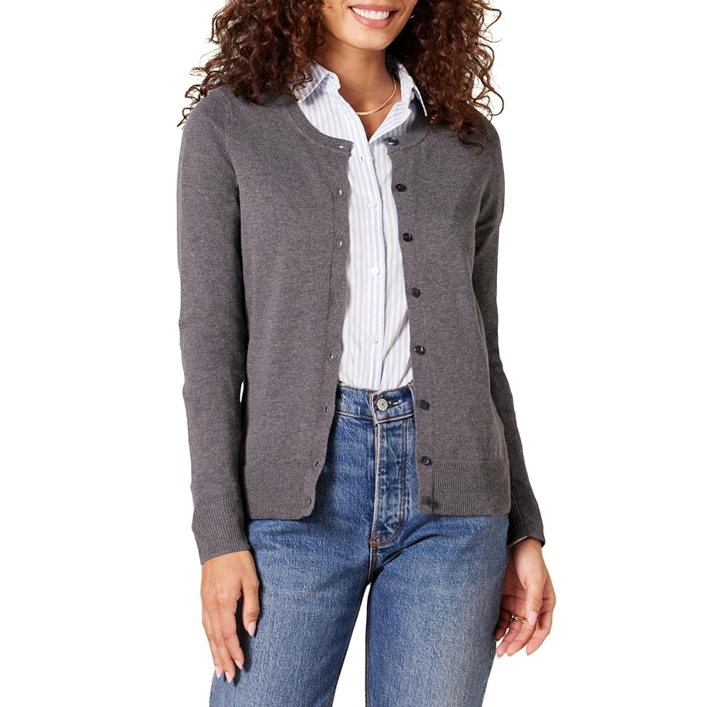 Amazon Essentials Women's Lightweight Crewneck Cardigan Sweater (Available in Plus Size) | Amazon (US)