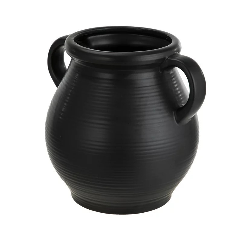 Mainstays Classic Black Ceramic Tabletop Vase with Ribbed Finish | Walmart (US)