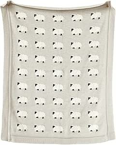 Creative Co-Op Cotton Knit Baby Blanket with Sheep, 40" L x 32" W, Grey | Amazon (US)