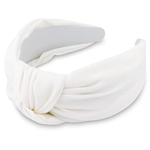 TOBATOBA White Headband Knotted Headband for Women, Top Knot Satin Silk White Head Bands for Women's Hair Non Slip Fashion Hair Accessories | Amazon (US)