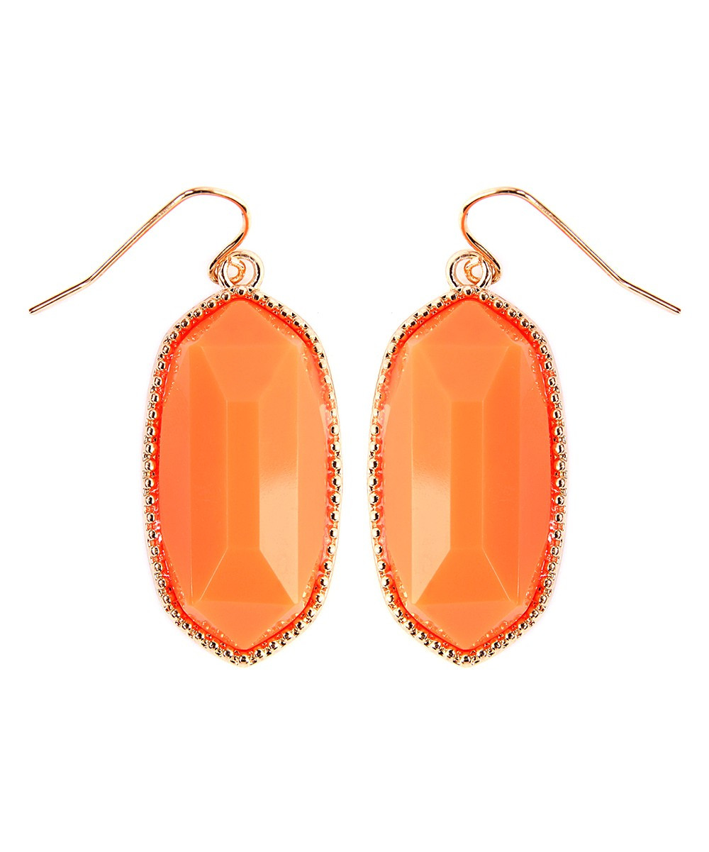 Riah Fashion Women's Earrings Neon - Neon Orange & Goldtone Drop Earrings | Zulily