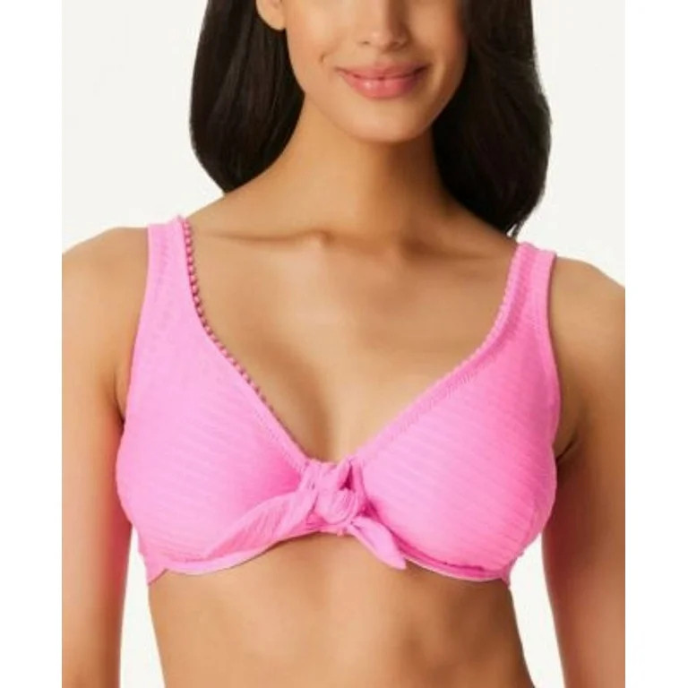 Jessica Simpson FEMME Pretty in Pique Tie-Front Bikini Swim Top, US Medium | Walmart (US)