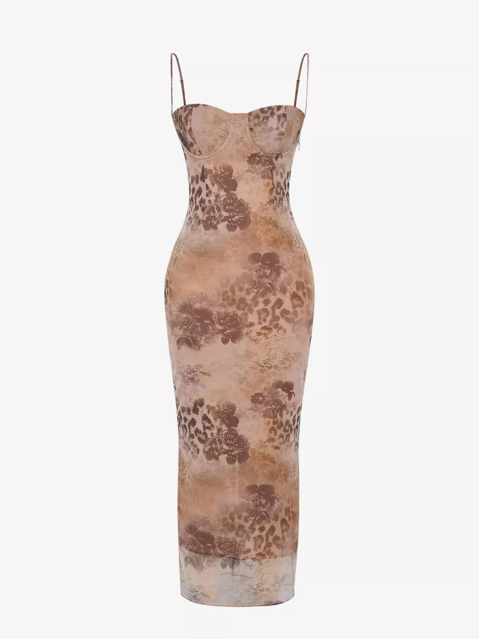 Aiza floral-print stretch-mesh maxi dress | Selfridges